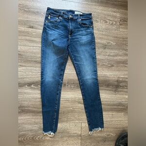 AG Farrah Skinny Ankle Stretch Blue Jeans High Rise Sz 28 Whiskering